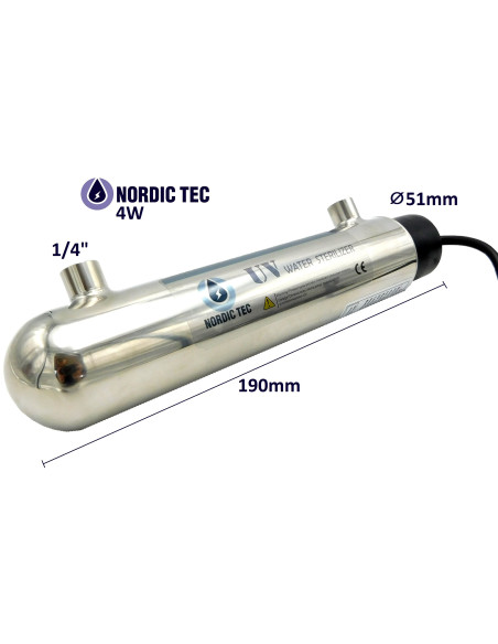 Stérilisateur Ultra-Violet pour eau Nordic Tec / avec Philips TUV 4W - 0.3GPM
