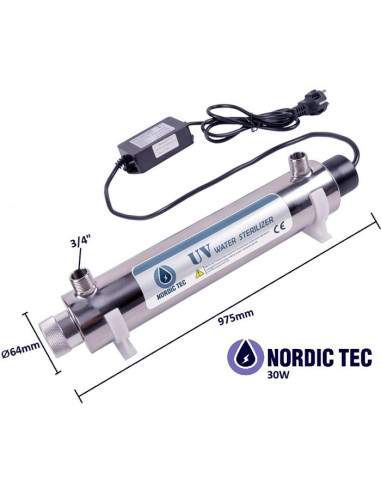 Filtre UV pour steriliser l'eau contre E-Colas -  Nordic Tec / Philips UVC 30W - 8GPM
