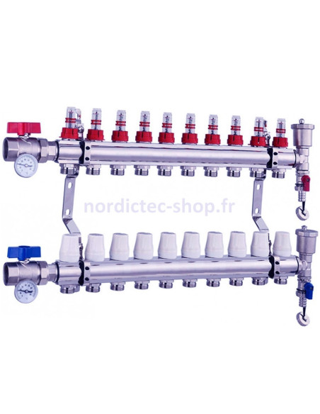 collecteur plancher chauffant Nordic Tec - 10 circuits