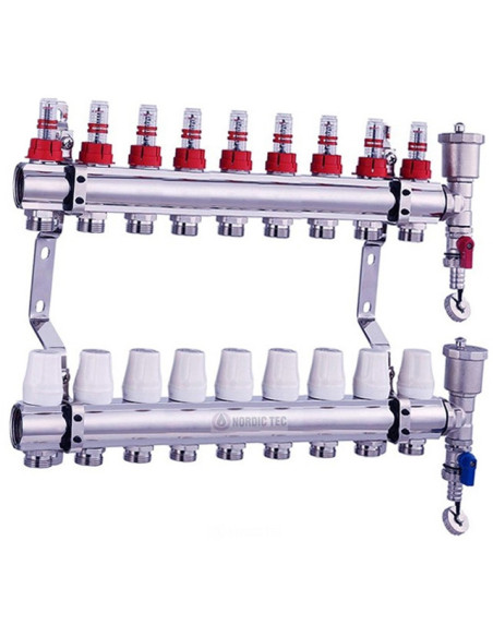 Distributeur de chauffage au sol - 9 circuits NORDIC TEC