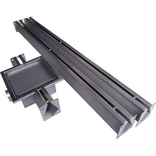 Caniveau de drainage – Avaloir de sol - Siphon pour garage et cave Set avec 2 bras