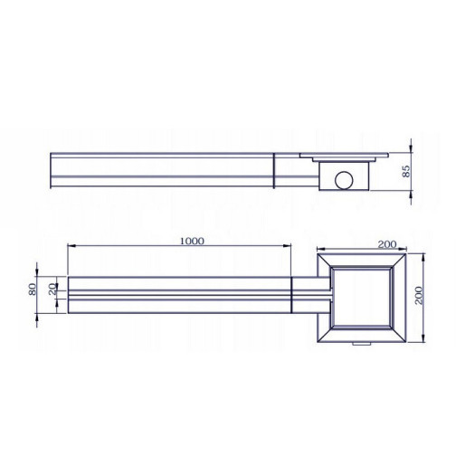 caniveau de garage - les bras d'extension dessin technique 1m