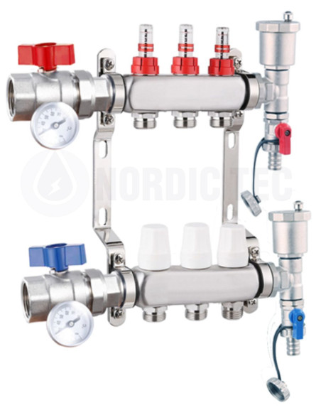 Collecteur chauffage au sol INOX 3 voies