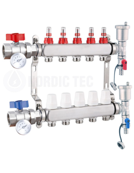 Collecteur chauffage au sol INOX 5 voies