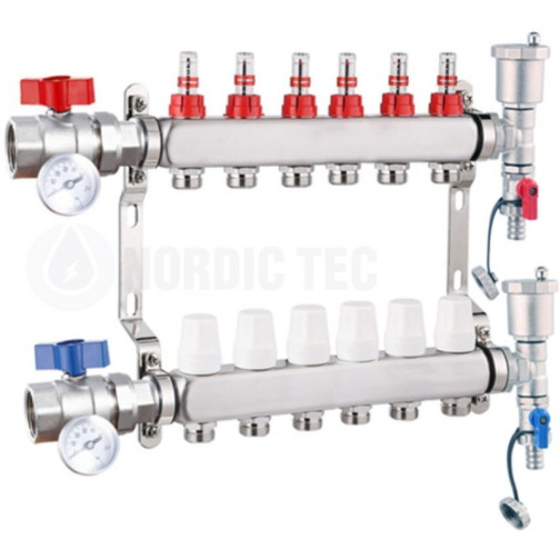 Collecteur chauffage au sol INOX 6 voies