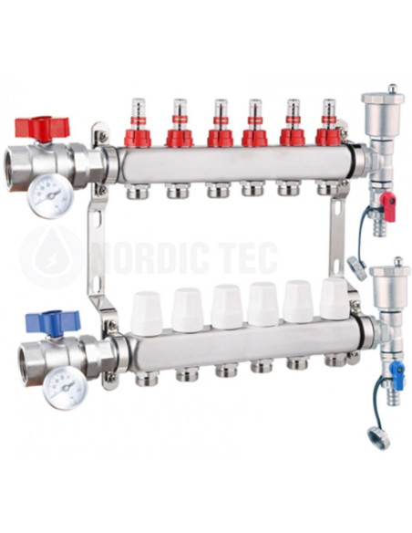 Collecteur chauffage au sol INOX 6 voies