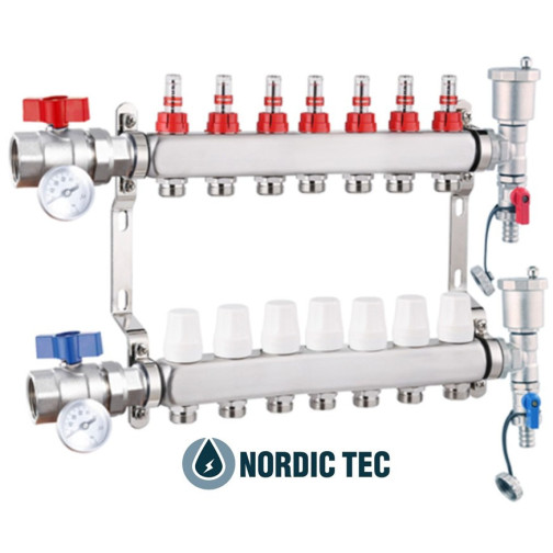 Collecteur inoxydable pour chauffage au sol Nordic Tec INOX 7 voies