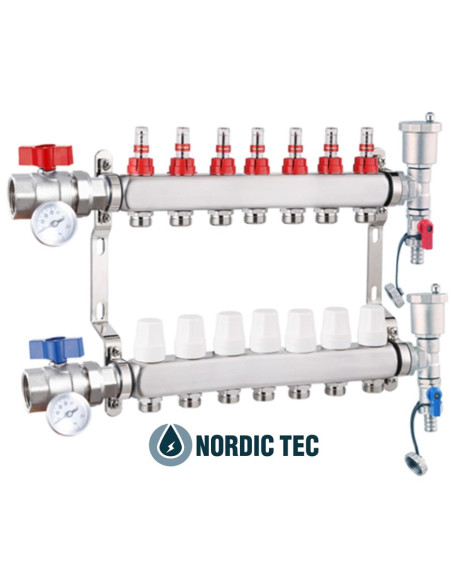 Collecteur inoxydable pour chauffage au sol Nordic Tec INOX 7 voies