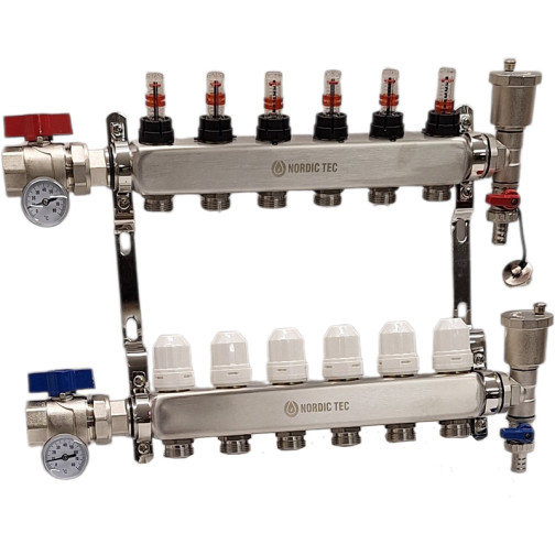 nourrice plancher chauffant 6 circuits INOX Nordic Tec FR6