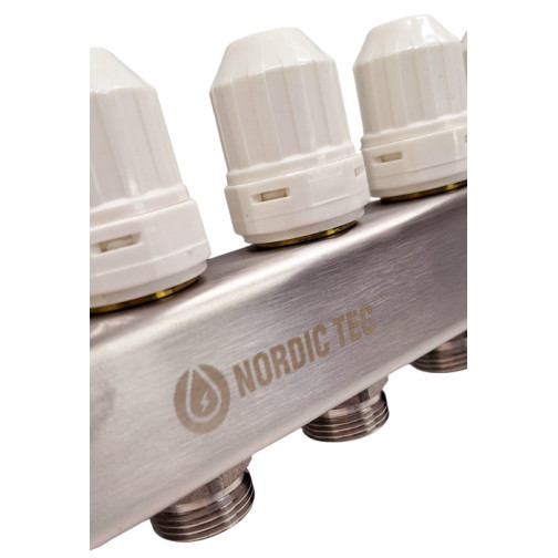 Vannes thermorégulatrices du collecteur de chauffage au sol à 6 circuits INOX Nordic Tec FR6