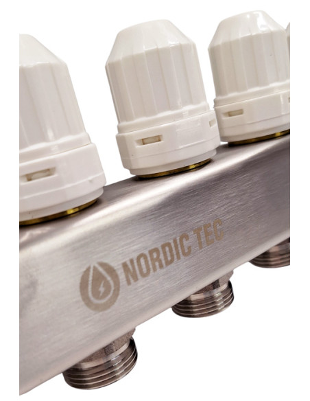 Vannes thermorégulatrices du collecteur de chauffage au sol à 6 circuits INOX Nordic Tec FR6