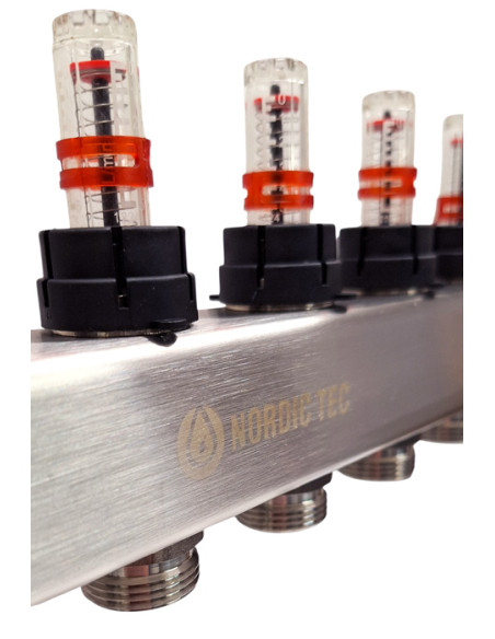 Débitmètres du collecteur de chauffage au sol à 6 circuits Inox Nordic Tec FR6