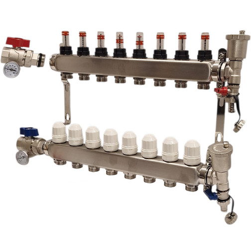 collecteur plancher chauffant 8 circuits INOX Nordic Tec FR6