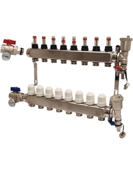 collecteur plancher chauffant 8 circuits INOX Nordic Tec FR6