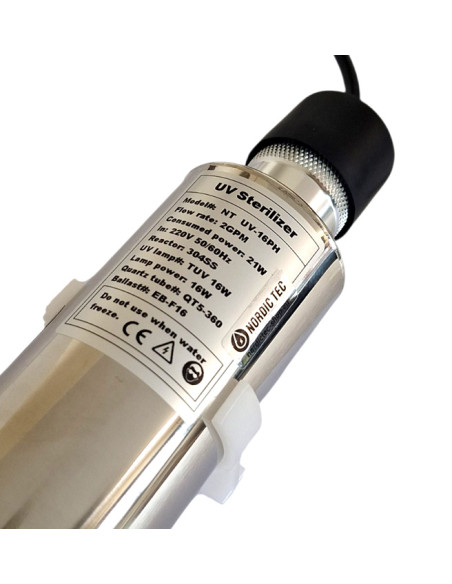 Stérilisateur UV pour eau 16 W Nordic Tec
plaque signalétique